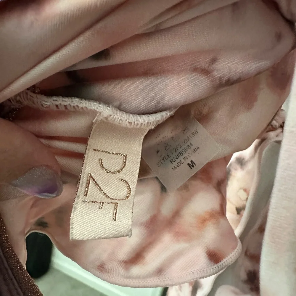 PDF Salvage Pink Tie-Dye One-Piece with Rose-Mauve Glitter Panel - Picture 3 of 5